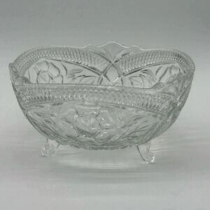 Vintage Miller Import The Irena Collection Bowl with Rose Motif‎ in Crystal 8”